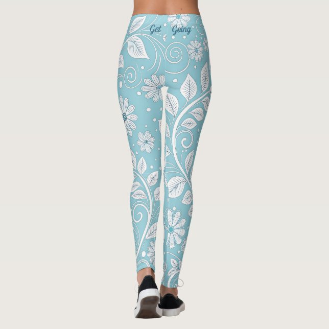 Legging Padrão Floral Azul Pastel (Verso)