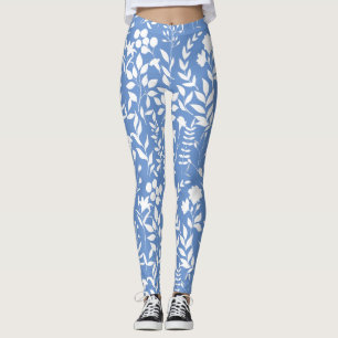 Legging Padrão Floral Azul.RUA02. branco L Azul BG