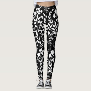 Legging Padrão Floral Azul.RUA02. branco preto BG