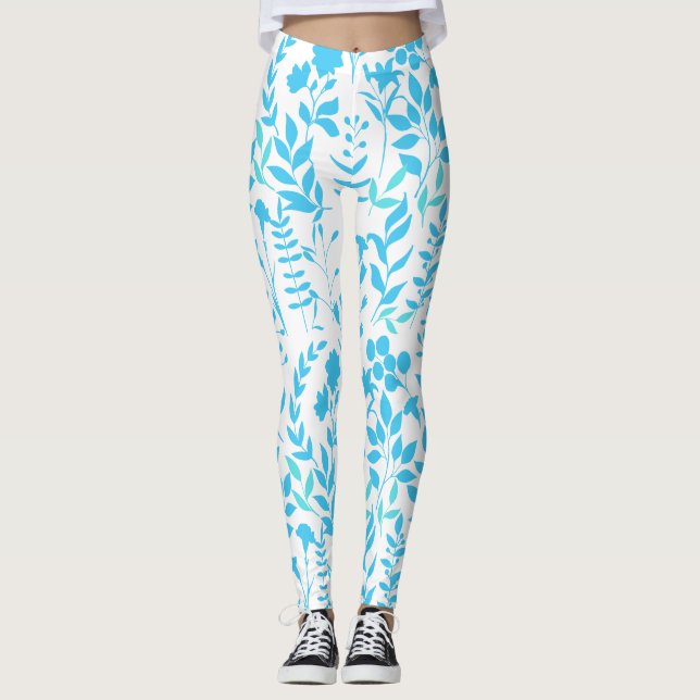 Legging Padrão floral azul.ST01 Sem BG (Frente)