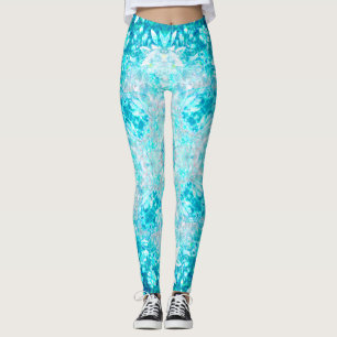 Legging Padrão Floral Azul Turquesa