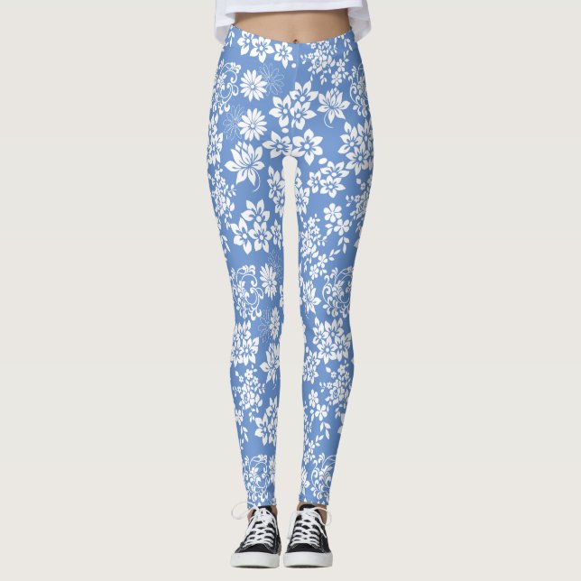 Legging Padrão floral.b L Azul BG (Frente)
