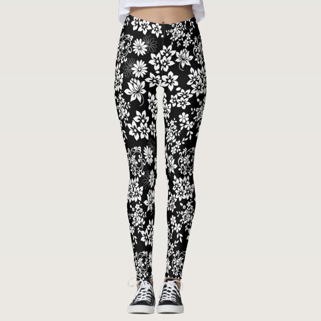 Legging Padrão floral.b Preto BG (Frente)