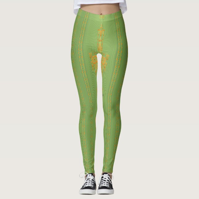 Legging padrão floral barroco com borda (Frente)