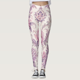 Legging Padrão Floral Barroco Vintage – (Roxos)