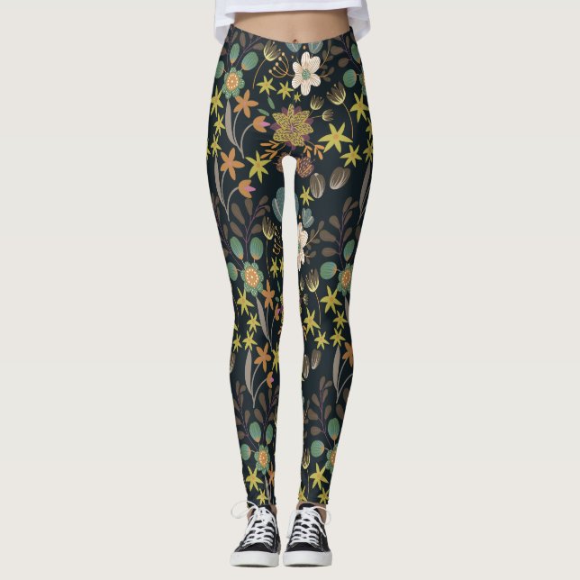 Legging Padrão Floral bonito (Frente)