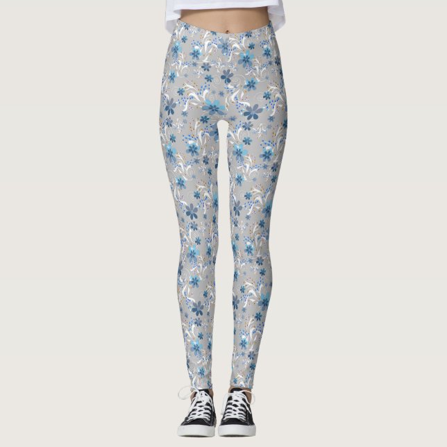 Legging Padrão floral bonito, flores, padrão floral (Frente)