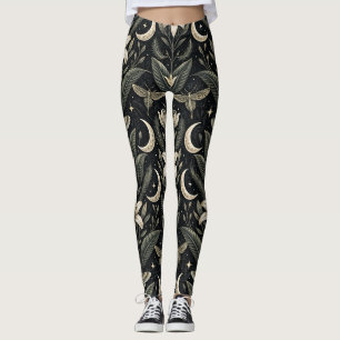 Legging Padrão Floral Borboleta Gótica (4)