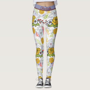 Legging Padrão floral botânico colorido personalizado