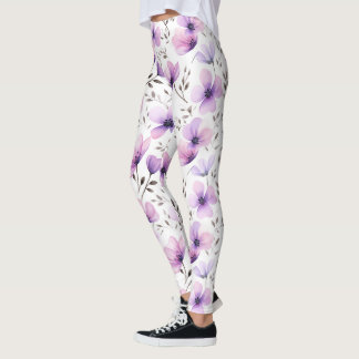 Legging Padrão Floral Botânico de Aquarela