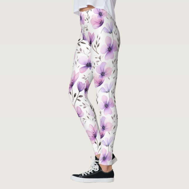 Legging Padrão Floral Botânico de Aquarela (Esquerda)