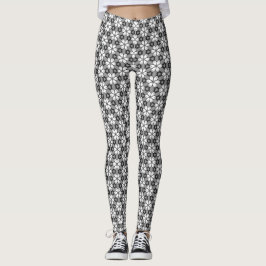 Legging Padrão Floral Branco e cinza