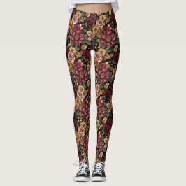 Legging Padrão Floral Burgundy
