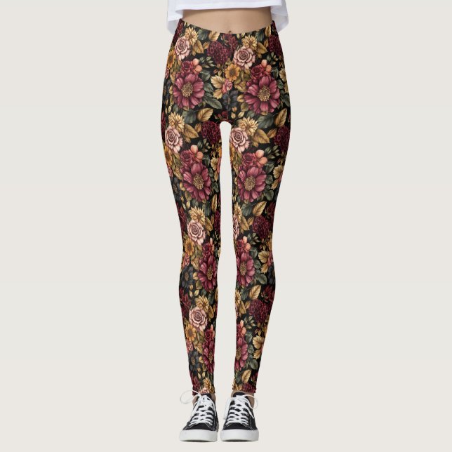 Legging Padrão Floral Burgundy (Frente)