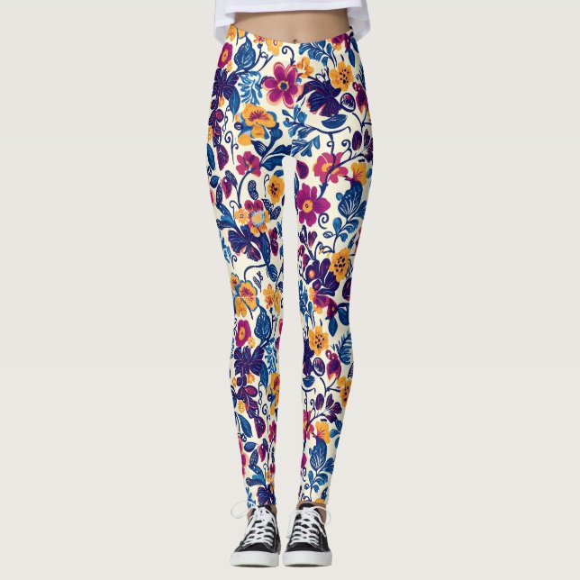 Legging Padrão Floral Colorido (Frente)