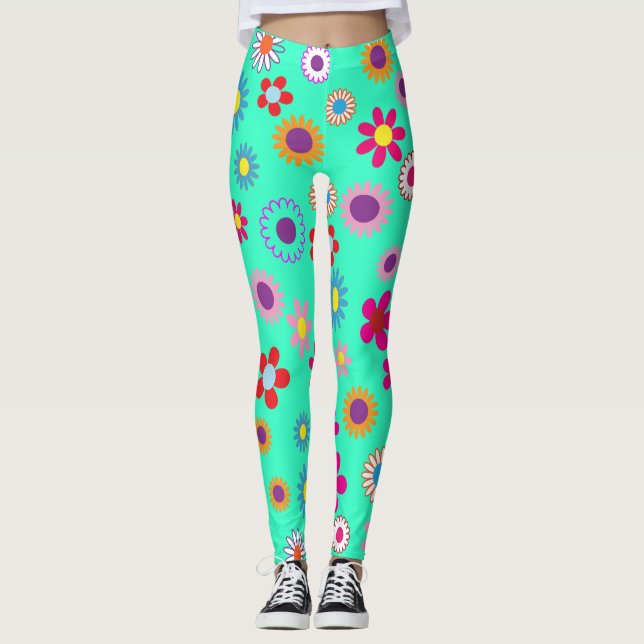 Legging Padrão Floral Colorido (Frente)