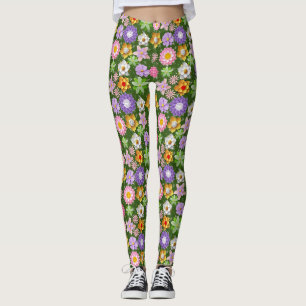 Legging Padrão Floral Colorido 3D moderno 03x4 DGreen BG