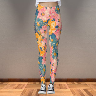 Legging Padrão Floral Colorido das Flores Modernas