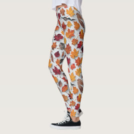 Legging Padrão floral com folhas caídas 4 - Pernas