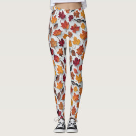 Legging Padrão floral com folhas caídas 4 - Pernas