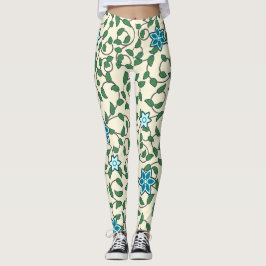 Legging Padrão floral contínuo em fundo bege