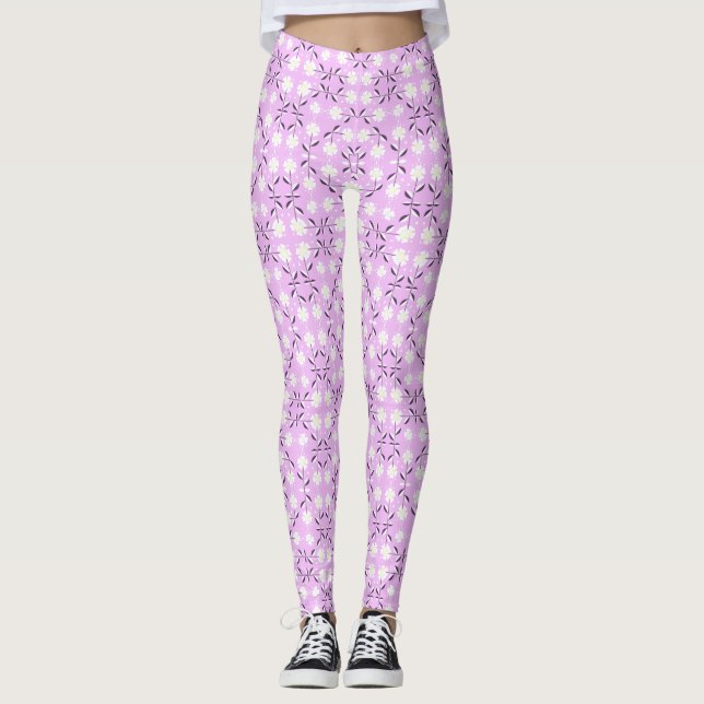 Legging Padrão floral cor-de-rosa (Frente)