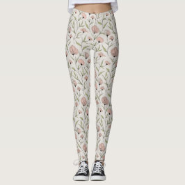 Legging Padrão Floral das Populações Rosa Escamosas Elegan