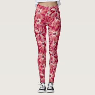 Legging Padrão Floral de Aquarela Vermelha Moderna