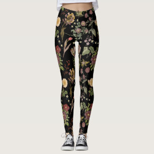 Legging Padrão floral de aquarela vítrea 2508