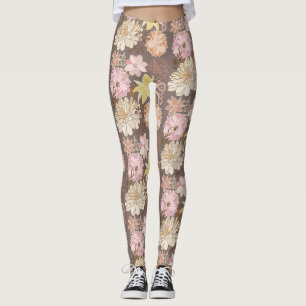 Legging Padrão Floral de Asfalto Boho Rústico