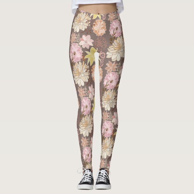 Legging Padrão Floral de Asfalto Boho Rústico (Frente)