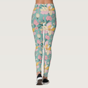 Legging Padrão floral de cor pastel mole
