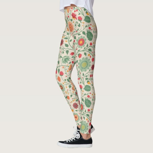 Legging Padrão floral de cor suave branca (Esquerda)