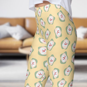 Legging Padrão Floral de Estilo e Sepal Branco do bege Chi