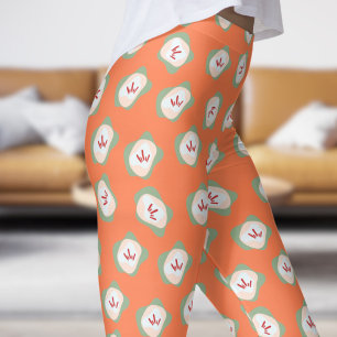 Legging Padrão Floral de Estilo e Sepal Laranja Chic