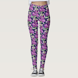 Legging Padrão floral de flor de aquarela