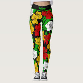 Legging Padrão Floral de Hibisco Tropical Ousado