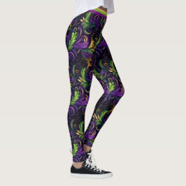 Legging Padrão floral de Mardi Gras