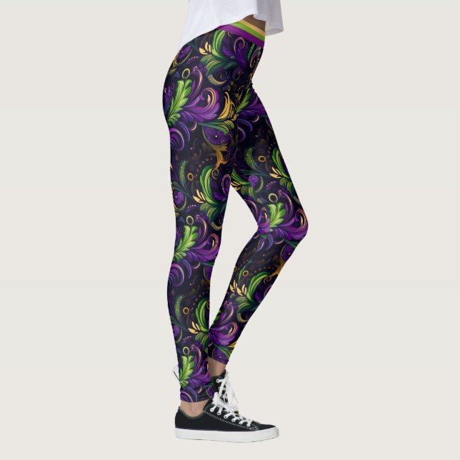 Legging Padrão floral de Mardi Gras (Direita)