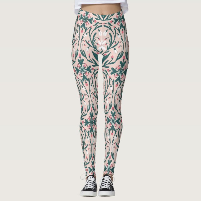 Legging Padrão Floral de Neve (Frente)