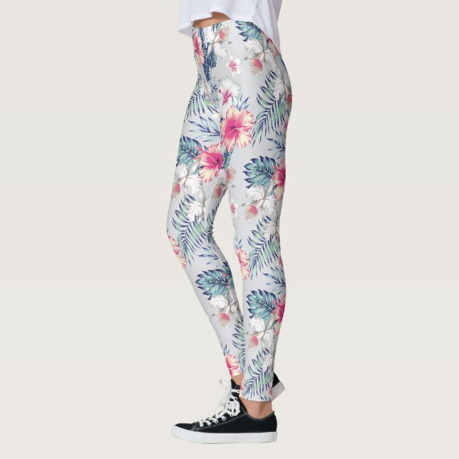 Legging Padrão Floral de Orquídea Tropical (Esquerda)