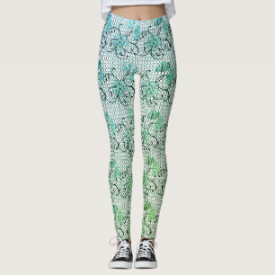 Legging Padrão Floral de rendas