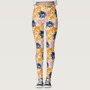 Legging Padrão Floral de Retro de Aquarela