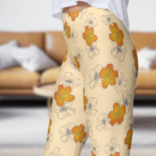 Legging Padrão Floral de Sangue Triplo Branco Dacil Mocasi
