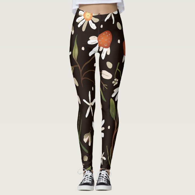 Legging Padrão Floral de Superfície de Moda Primavera      (Frente)