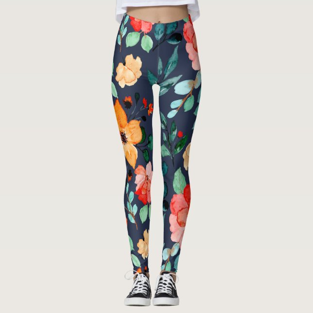 Legging Padrão Floral de Superfície - Primavera decorativa (Frente)