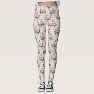 Legging Padrão floral de vindima de aquarela