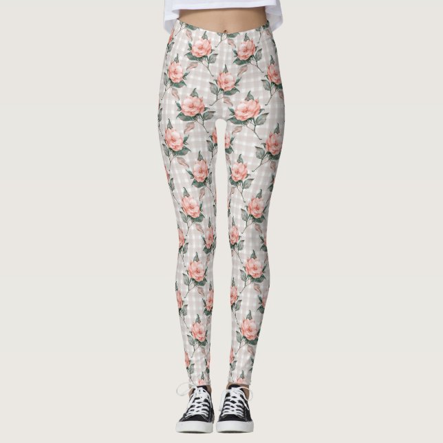 Legging Padrão floral de vindima de aquarela (Frente)