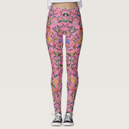 Legging Padrão floral delicado e intricado