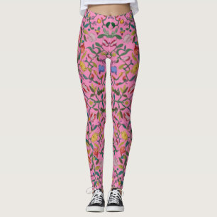 Legging Padrão floral delicado e intricado